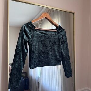 GAP Green Crushed Velvet Top Size XS